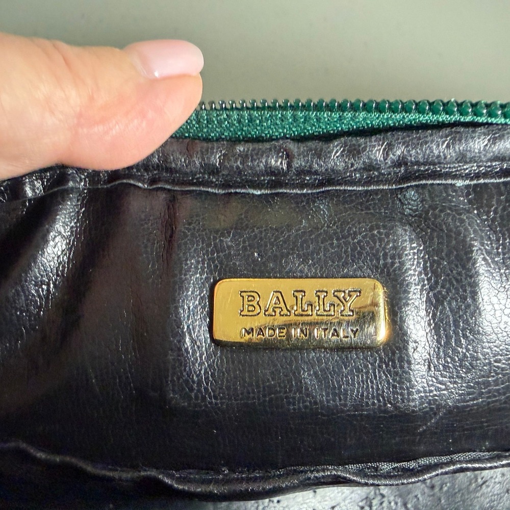 Bally Forest Green Cognac Leather Dome Crossbody Bag Italy Vintage - Picture 9 of 9